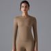 New Double-Sided Brushed Solid Color Yoga Shirt Long Sleeve High Elastic Breathable Sports Running Fitness Casual_desvips.com