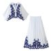 Women's ClothingFashion Contrast Embroidered Shirt + Skirt Set Women_desvips.com