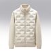 Cross-border Splicing Slim Stand-up Collar Down Cotton Clothes Autumn And Winter New Couple Men's Clothing Embroidered US Letter Simple Coat_desvips.com