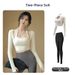 Spring Quick Drying Sports Suit Long Sleeved Tank Top With Supportive Bra Pads Faux Two Piece Fitness Outfit Yoga Wear For Running_desvips.com