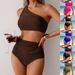 2025 New One Shoulder Swimsuit Women's European And American Cross Border Quick Drying Split Sexy Bikini Swimsuit Bikini Wholesale_desvips.com
