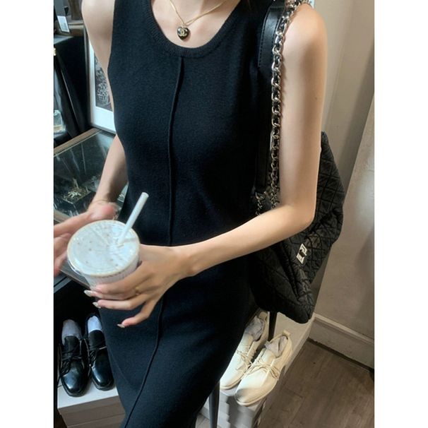 American Retro Hot Girl Style Tank Dress, New Summer Slim-fit Solid Color Inner Dress With Bodycon Skirt For Women_desvips.com