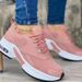 Single shoes new fashion low-top shoes daddy round head mid-heel lace-up net casual style sneakers_desvips.com