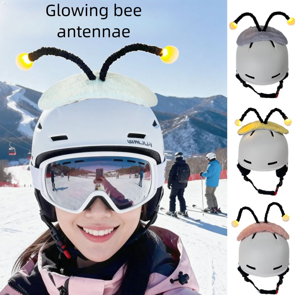Little Bee With Glowing Small Antennae, Foldable And Adjustable, Unique Style Ski Helmet Decoration Antennae_desvips.com