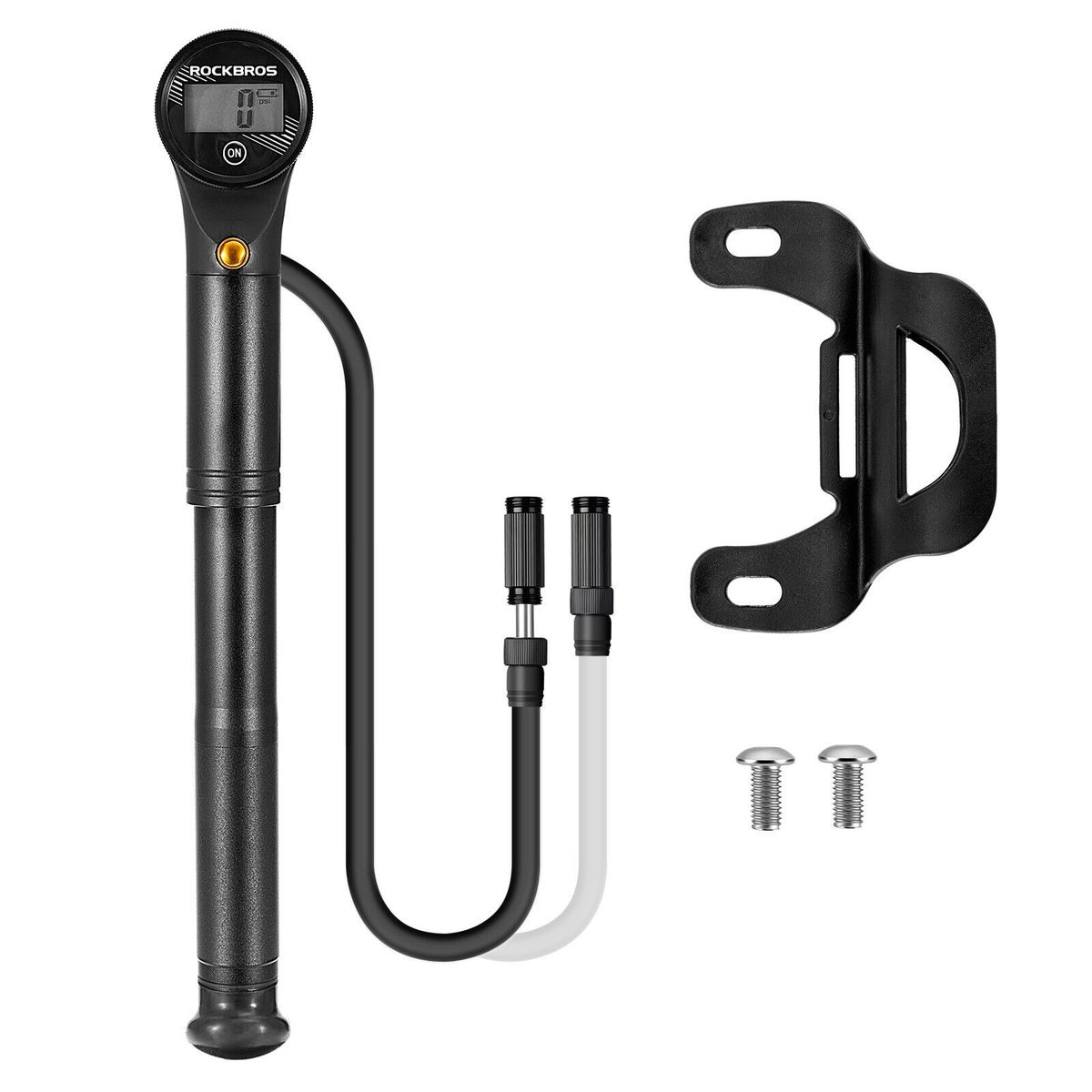 ROCKBROS Bicycle Air Pump, Mini Pump with 320PSI, Compatible with Presta and Schrader Valves, Equipped with Pressure Gauge_desvips.com