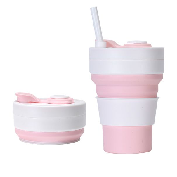 Folding Cup Outdoor Travel Convenient Straw Folding Water Cup Silicone Collapsible Cup_desvips.com