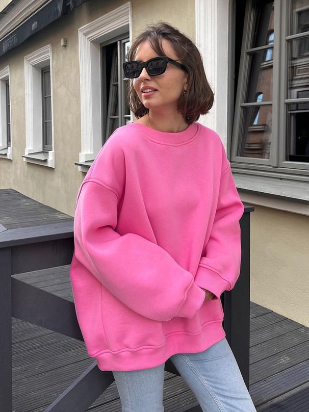 Cross-border Round-neck Loose Sweatshirt For Women, European American Style, 2025 Autumn And Winter Street Fashion,_desvips.com