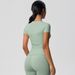Nude Feel Brushed Short Sleeve T-Shirt Tight Fitting Quick Drying Breathable Sports Top Yoga Wear Outdoor Casual Running Fitness_desvips.com