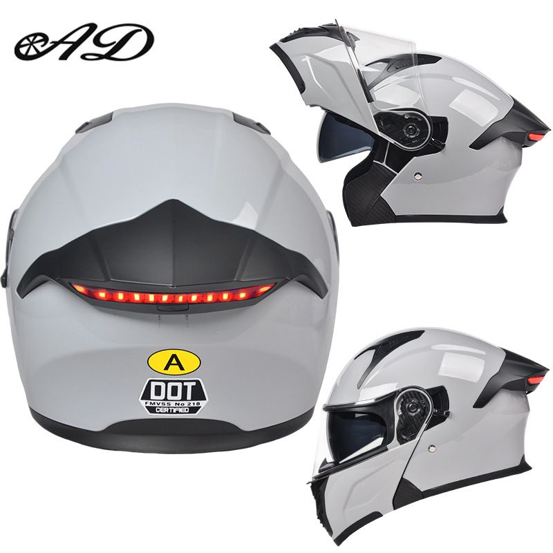 Unisex Motorcycle Helmet With Taillight Flip Up Design For All Seasons Riding And Off Road Safety_desvips.com