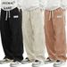 New Mens Corduroy Casual Fashion Loose Fit Baggy Pants Straight Sweatpants Elastic Waist Drawstring Outdoor Streetwear_desvips.com