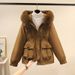 women's fd park cket winter short coat with fur hood, thick w outerwear for cold weather_desvips.com