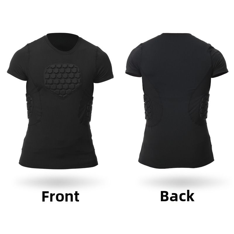 Youth Soccer Goalkeeper Protective Suit, Armor, Chest Protector, Rugby Uniform, Honeycomb Protective Basketball Tight Fitting Short Sleeved Shirt_desvips.com