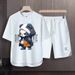 Men's Clothing 2024 Waffle Casual Summer Suit Men's Loose Teen Short sleeved T shirt Shorts Handsome Two piece Suit_desvips.com