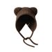 Factory Direct Internet Celebrity Hot Style Coffee Color Tie Bear Knitted Pullover Hat Head Big Make Face Look Smaller_desvips.com