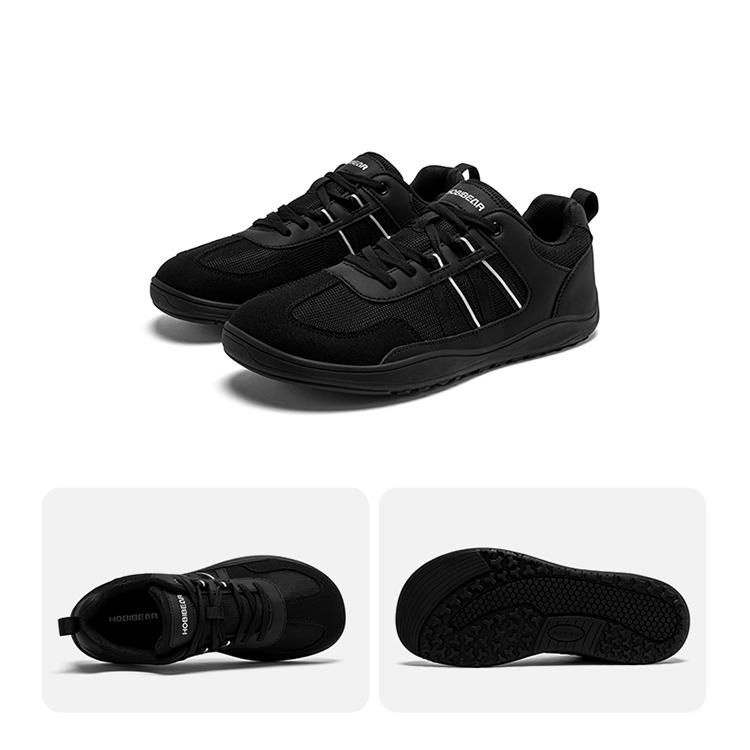 HOBIBEAR Unisex Wide Toe Barefoot Zero Drop Minimalist Sneakers Mesh Artificial Leather Patchwork Lace-up Shoes_desvips.com