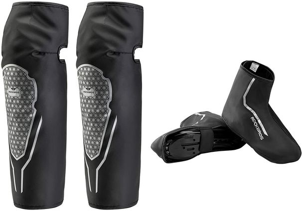 ROCKBROS 1 Pair of Thermal Leg Gaiters + 1 Pair of Windproof Bicycle Overshoes for Outdoor Use_desvips.com