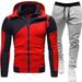 Unique Double Zipper Hoodie Patchwork Slim Fit Hooded Cardigan Men's Sweatshirt Set_desvips.com