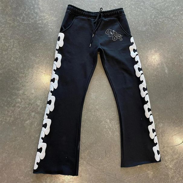 2026 Fashion European-USA Style High Street Hip-Hop Y2K Sweatpants Women/Men Elastic Waistband Foaming Printing Casual Sport Long Pants_desvips.com