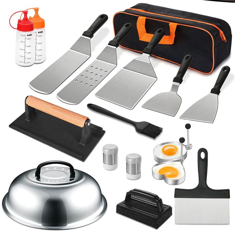 Stainless Steel Barbecue Tools Suit 17-Piece Outdoor Teppanyaki Tools Bbq Combination Baking Tools_desvips.com