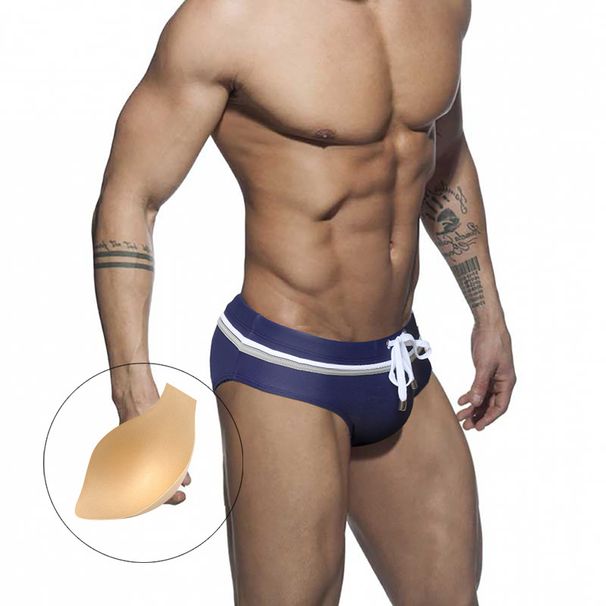Men's Triangle Swim Trunks Low Rise Bra Included European American Style Tight Fit Anti Exposure Professional Swimsuit_desvips.com