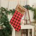 001 Qiaoding Hot-Selling New Decoration Large Plaid Brown Plush Edge Christmas Socks Pendant Scene Arrangement_desvips.com