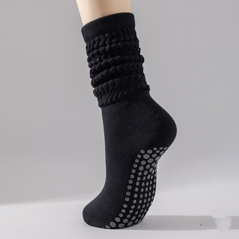 Long Stacked Yoga Socks Pure Cotton Cotton Yarn Stockings Non-slip Pilates Women's Calf Socks Boneless Sports Socks_desvips.com