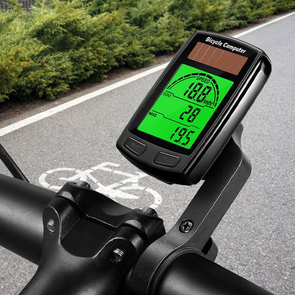 Solar Wireless Large Screen Night Light Waterproof Bicycle Equipment Temperature Speedometer Odometer Speed Computer_desvips.com