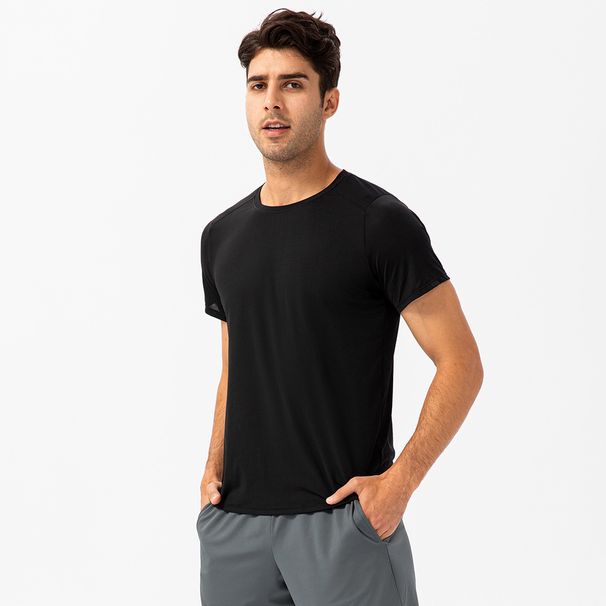 Men's Loose Running Quick Drying Clothes Round Neck T Shirt Sweat Absorbent Breathable Fitness Sports Casual Short Sleeved Clothes 21220_desvips.com