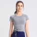 New Running Fitness T-shirt Drawstring Slim Fit Quick Drying Sportswear Yoga Suit Top Women's Short Sleeved_desvips.com