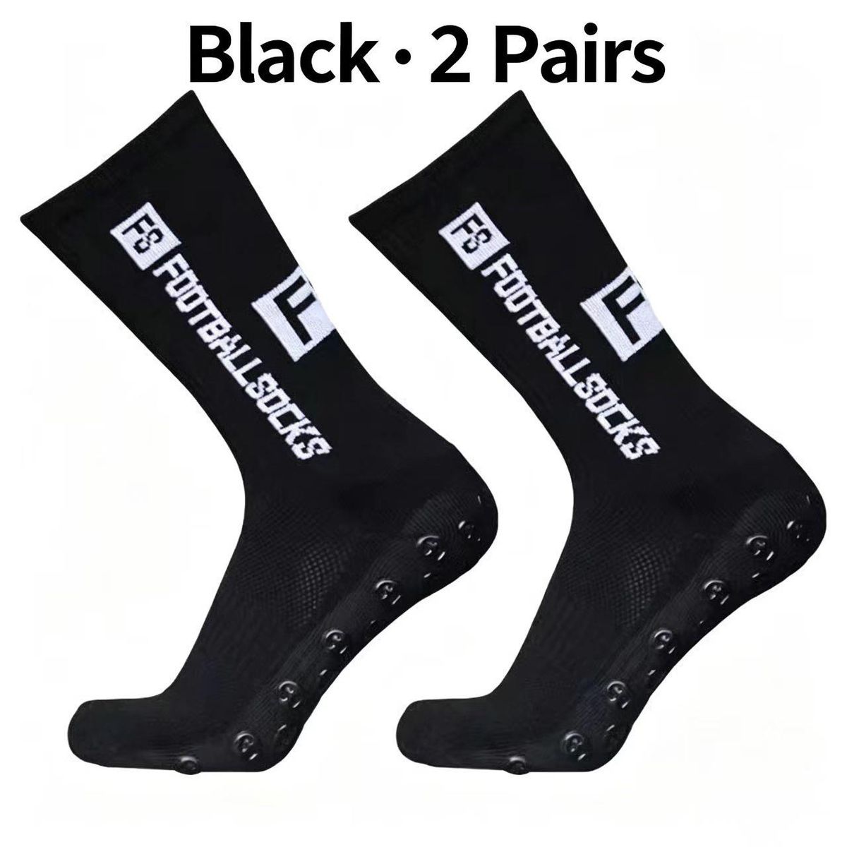 2 Pairs Anti‑Slip Grip Football Socks, Mid‑Calf Non‑Slip Athletic Sports Socks For Soccer Running Cycling, Breathable Cushioned Men Sports Socks_desvips.com
