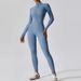 001 Black Tight Training Hip-Enhancing One-Piece Yoga Suit Running Sports Autumn New Fitness Pants Women Zipper Long Sleeve_desvips.com