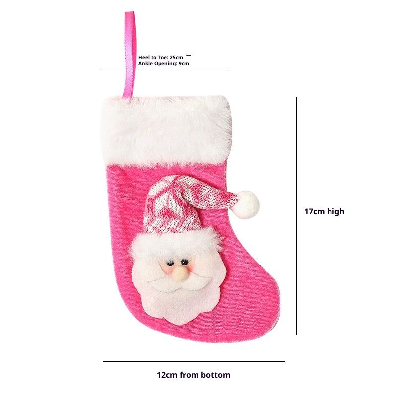 001 Cross-Border New Decorations Pink Small Christmas Tree Decoration Socks Gift Bag Pendant_desvips.com