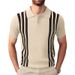 Men's Clothing Summer Short Sleeve Knitwear Black Striped Business Casual Polo Shirts_desvips.com