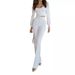 Women's clothing casual palace style lantern sleeve tops bell-bottom pants suit_desvips.com