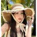 Summer Sun For Women 2025 New Style Beach Vacation Wide Brim Fisherman Sunshade Ribbon Straw Hat_desvips.com