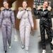 Women's Winter Ski Suit - Thermal Insulated One-Piece Jumpsuit, Water-Resistant Polyester, Slim Fit (Black, Coffee, Dark Grey, Green, White, Pink)_desvips.com