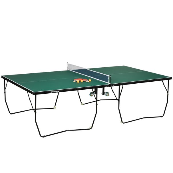 Tischtennisplatte Tischtennis-Set, Klappbar, 8 Rollen, Inkl. Schläger U. Bälle, 274 Cm X 152.5 Cm X 76 Cm, Grün_desvips.com