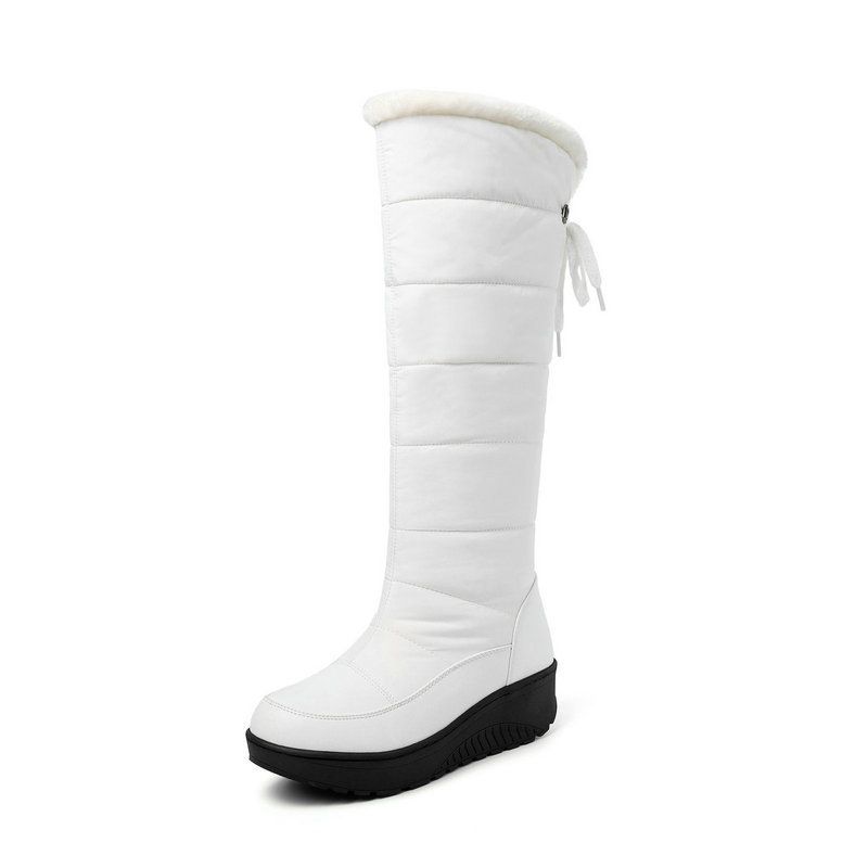 2025 Winter Waterproof Down Cotton Snow Boots Women's Mid-tube Boots Round Toe Thick Sole Thick Fur Comfortable And Warm Cotton Shoes_desvips.com