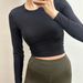 Spring/Autumn Women's Slim Fit Waist High Elastic Ribbed Long Sleeve Breathable Comfortable Sports Fitness Yoga Top_desvips.com