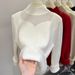 Women's Fleece-Lined Knit Sweater Winter Thick Warm Pullover Semi-Turtleneck Long Sleeve Casual Solid Color_desvips.com