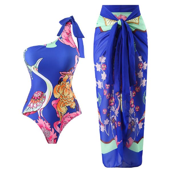 One-piece Women's Swimsuit Retro Slimming Swimsuit Set Chiffon Dress_desvips.com