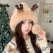 Lei Feng Cold-Proof Outdoor Japanese Style Warm Plush Ear Protection Fleece-Lined Autumn Winter Deer Antlers Women_desvips.com