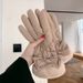 Down Cotton Gloves For Women Winter Bowknot Split Fleece Lined Windproof Coldproof Skiing Five Finger Warm Touchscreen_desvips.com