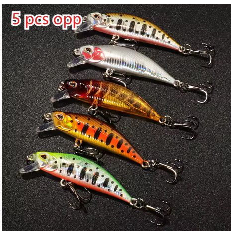 5 PCS Lure Kit 5cm-5g Micro Minnow Sinking Trout Artificial Bait Crank Bait Bass Hook Wobbler Box Gear Pesca Fishing Tackle_desvips.com
