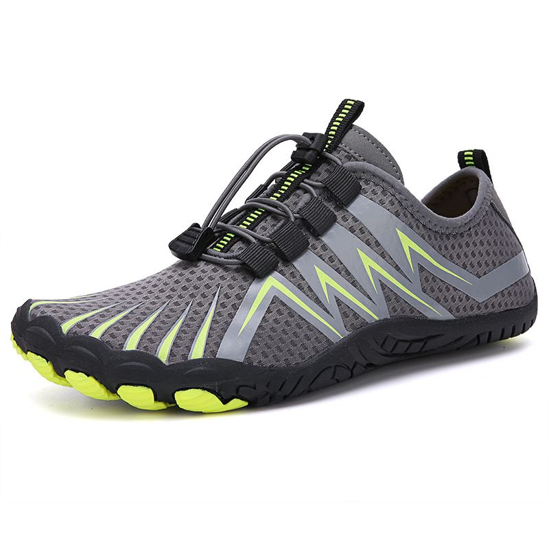 Unisex Quick-Dry Water Shoes With Front Lace-Up - Breathable Lightweight Aqua Socks For Swimming, Hiking & Dance (Black/Neon Green/Grey/Pink)_desvips.com