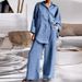 Women's Clothing nine quarter sleeve shirt loose pants two piece suit_desvips.com