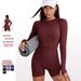 Women's Solid Color Quick Dry Fitness Sports Suit Long Sleeved Three Piece Running Yoga Suit Comfortable Two Piece Set_desvips.com