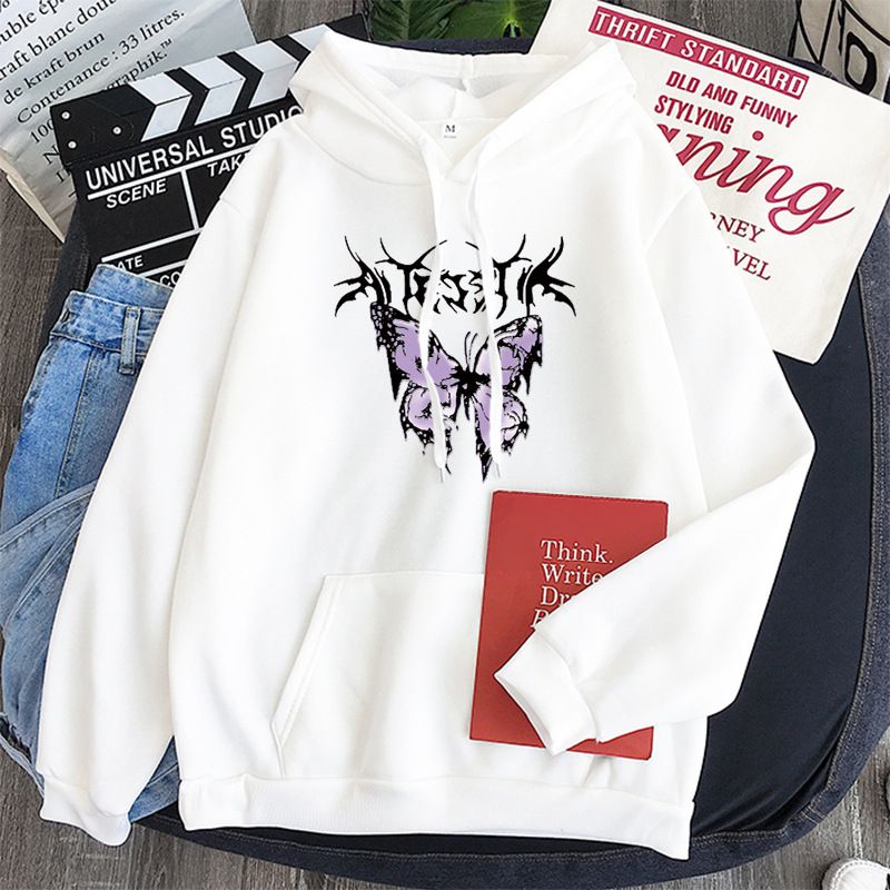 Punk Big Butterfly Sweatshirtss Harajuku Dark Sweatshirts Aesthetic Couple Hip Hop Gothic Streetwear Clothing Hoodies_desvips.com