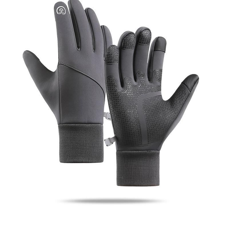 New Outdoor Sports Men's Fleece-Lined Touchscreen Warm Waterproof Cycling Gloves For Autumn And Winter_desvips.com