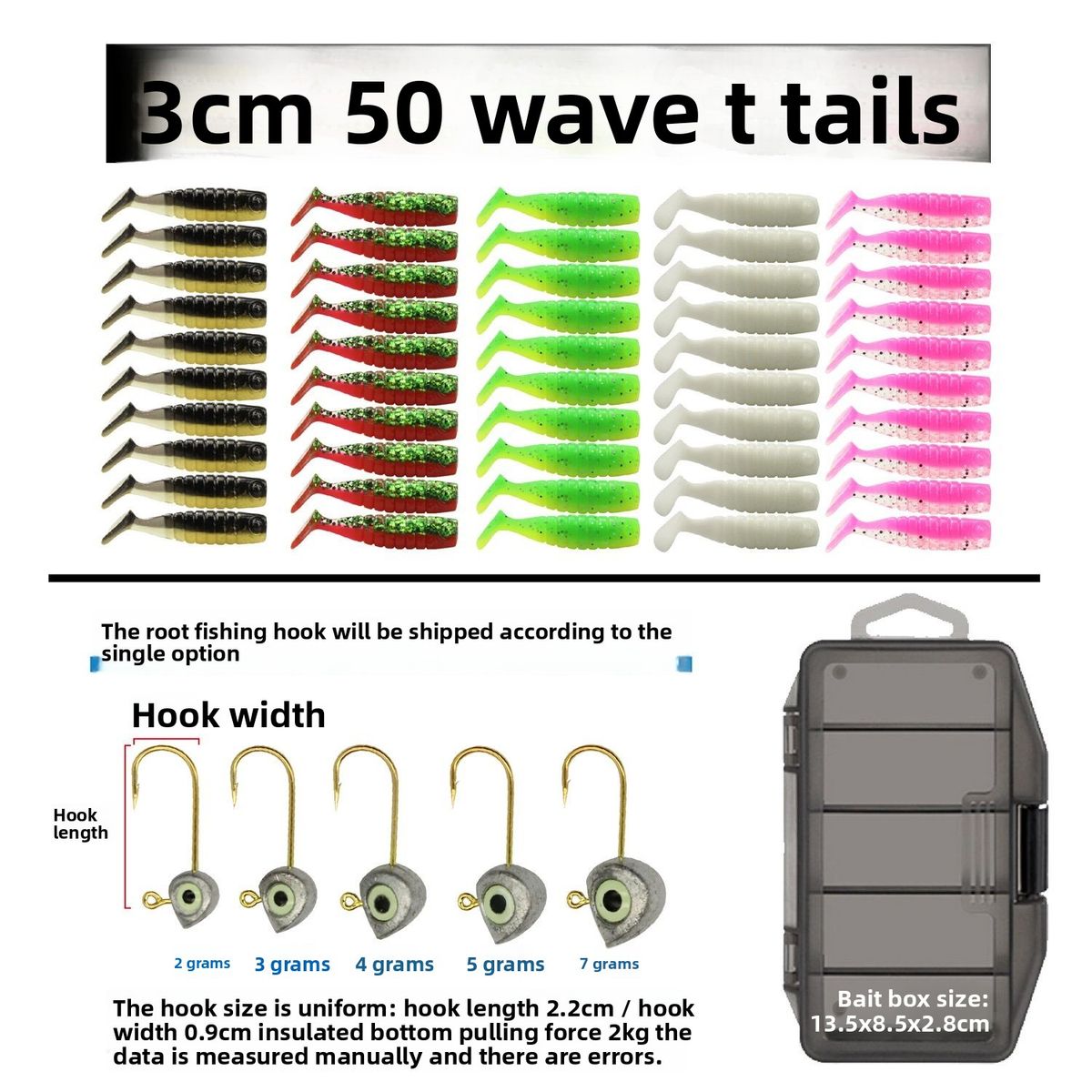 Luminous Root Lure Micro Lead Head Hook Set Bass Mandarin Fish Sea Fishing Wave T Tail Small Soft Worm 3cm_desvips.com